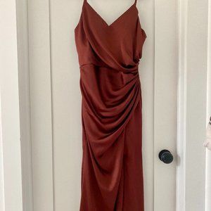 Revelry Rory Satin Dress Terracotta Rust Size 10